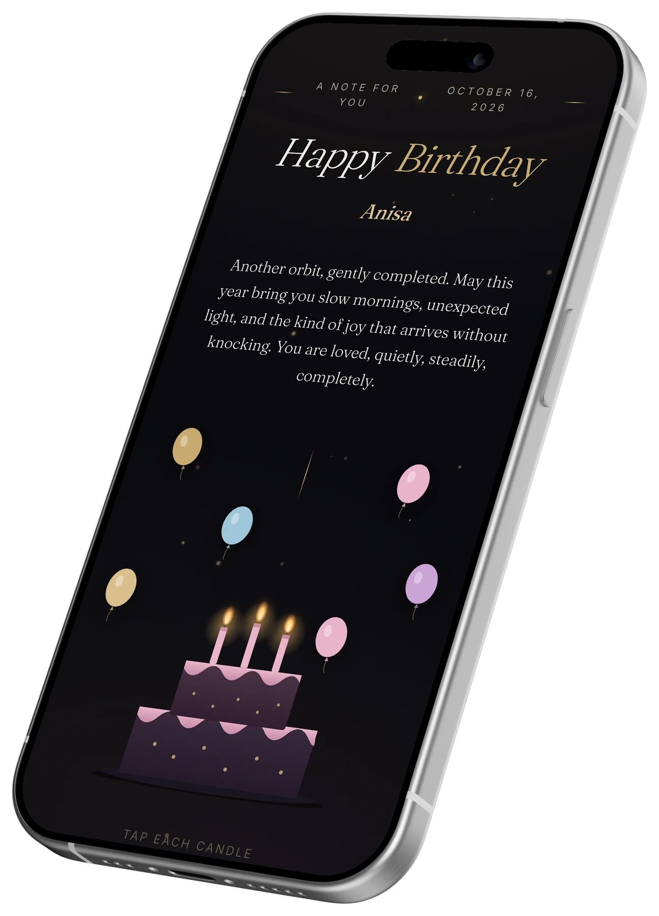 Contoh website kado digital di layar HP